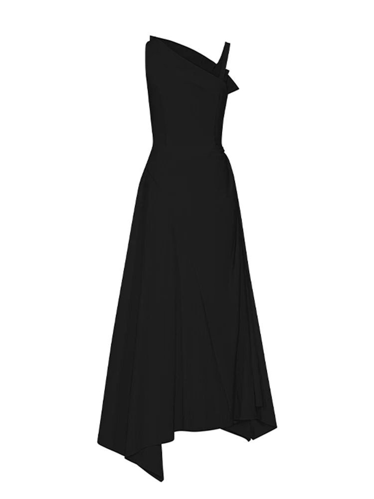 A Line Split Maxi Dress with UNUSUAL Collar