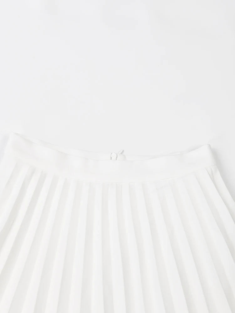 White Two Pieces Set (Off Shoulder Top with A Line Skirt )