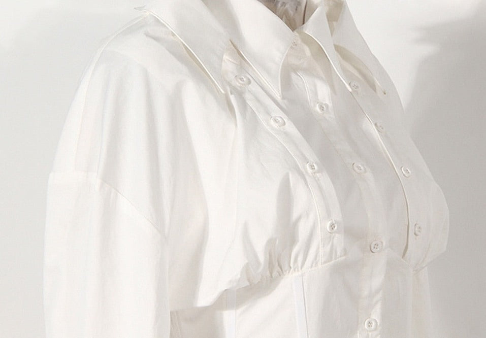 White UNUSUAL Short Blouse with two styles- Ready to Ship