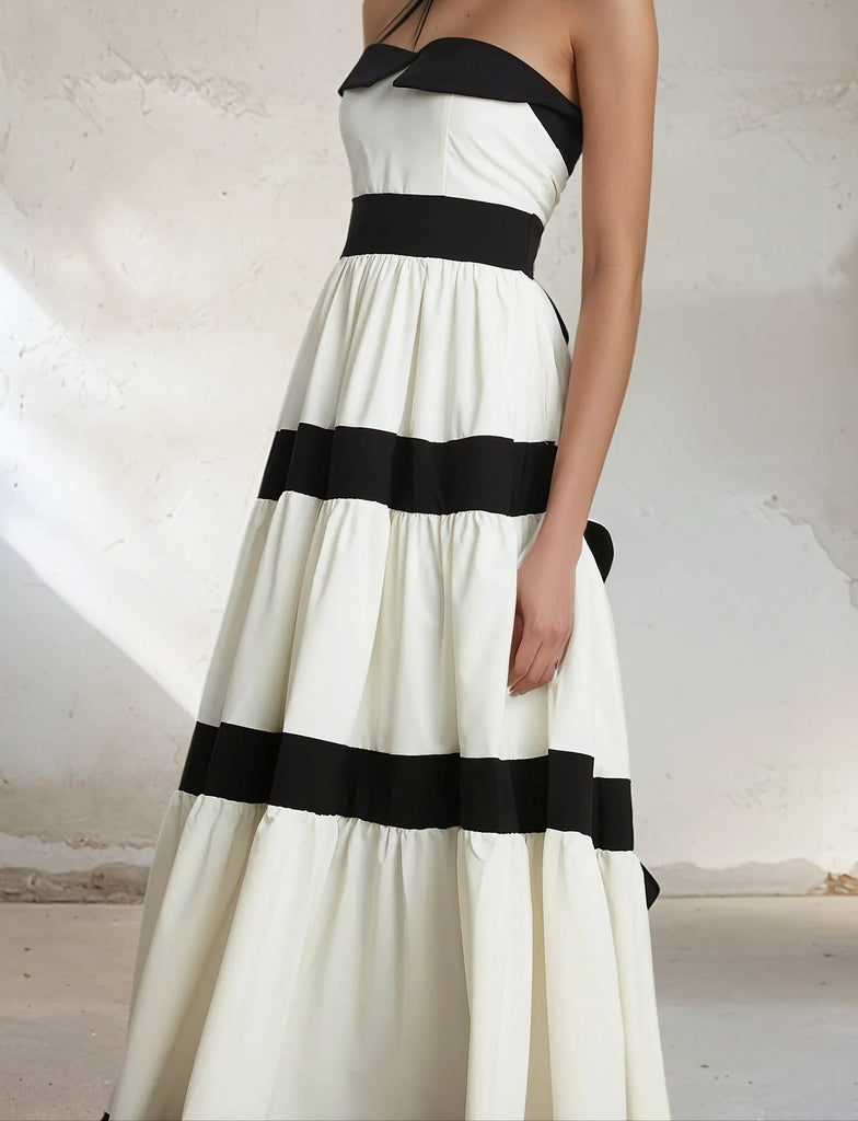 Color-block Sleeveless High Waist Maxi Dress