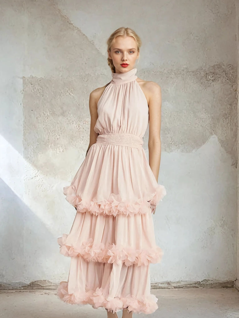 Ruffles Chiffon Maxi Dress