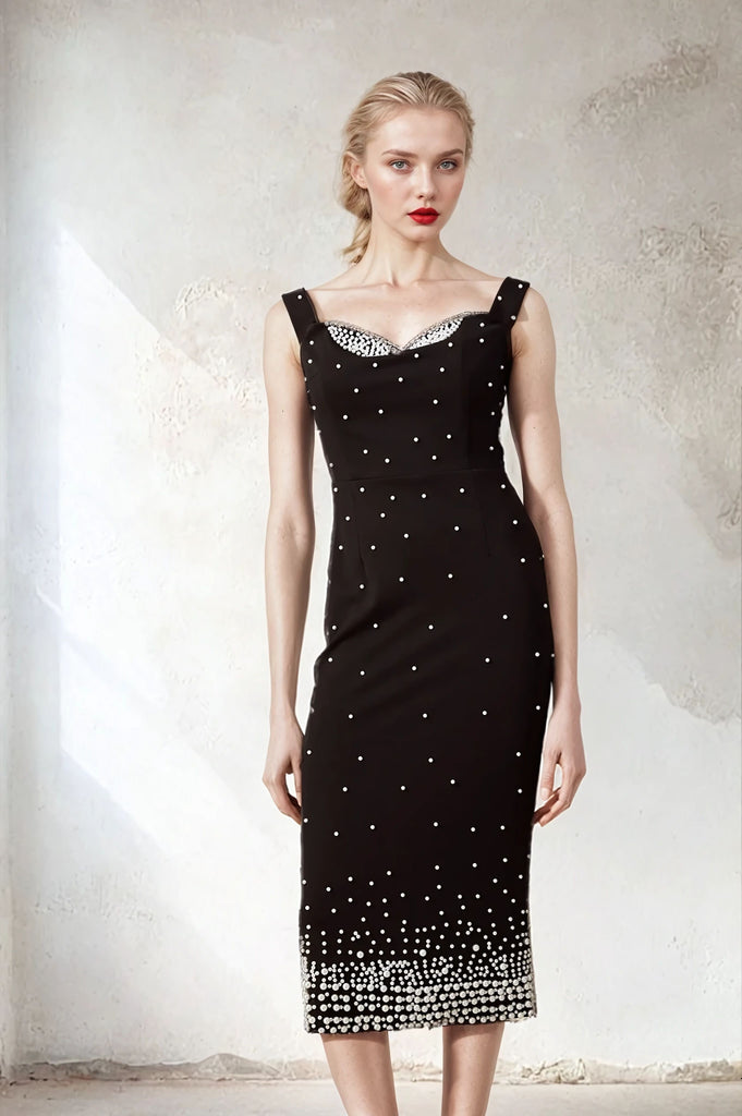 Black Pearls  Midi Dress