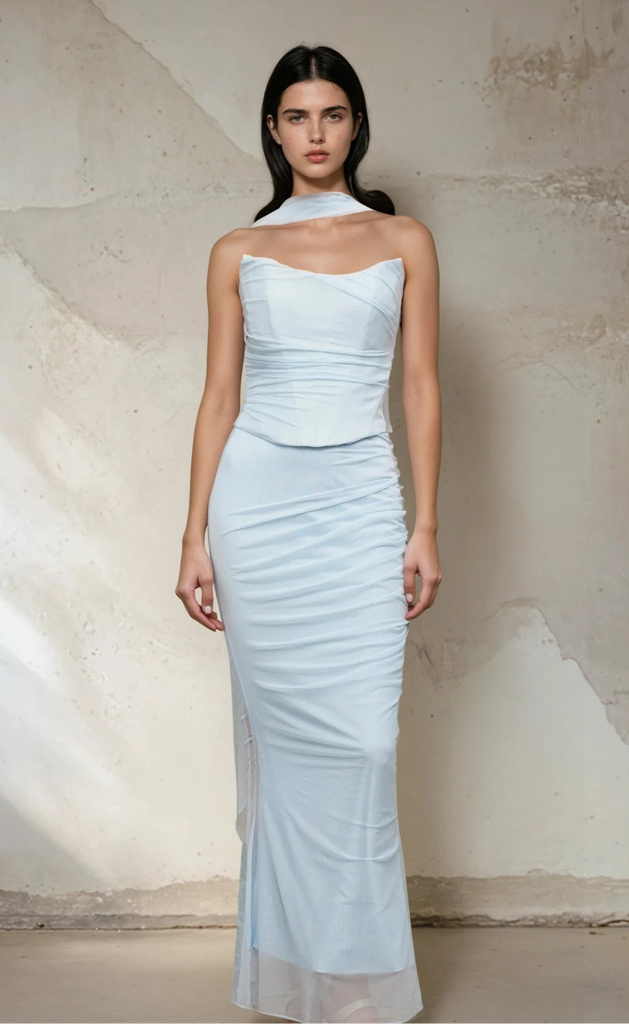 Elegant Evening Two Piece Sets (Top with High Waist Long Skirt )