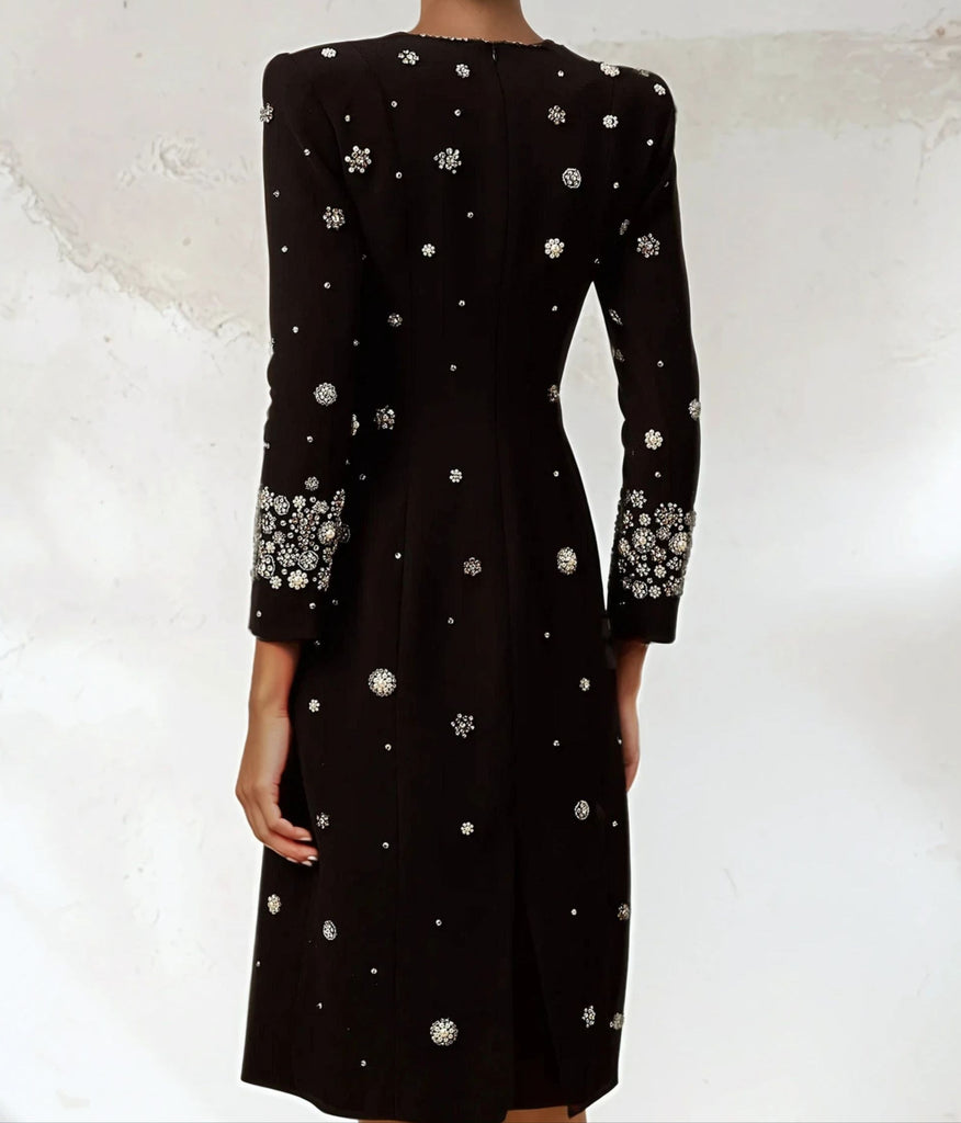 Diamonds Midi Dress with Round Neck