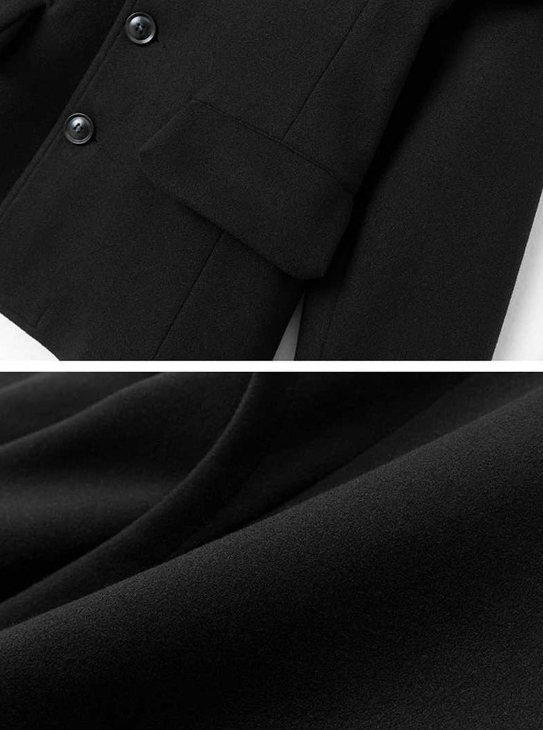Short Black Woolen Coat