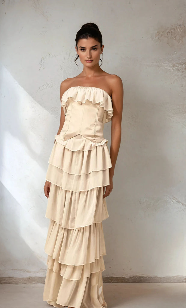 Layered Ruffles Chiffon Dress