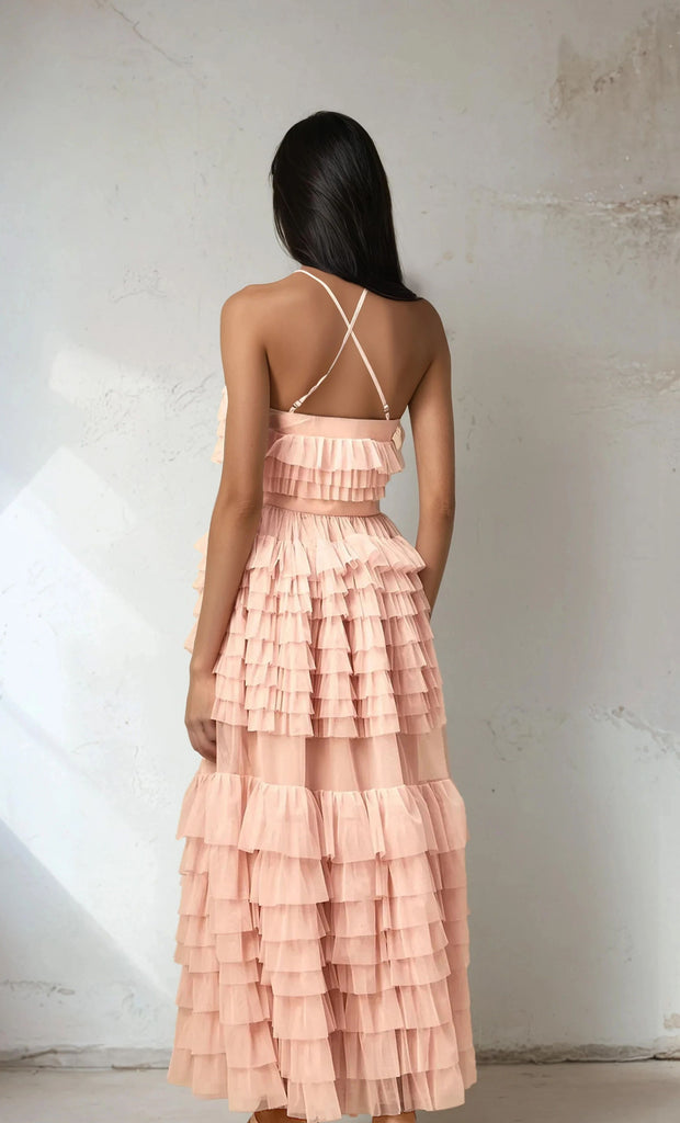 Chiffon Ruffles Maxi Dress