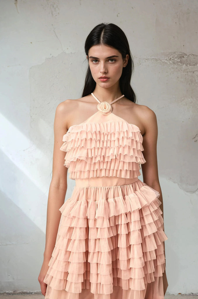 Chiffon Ruffles Maxi Dress