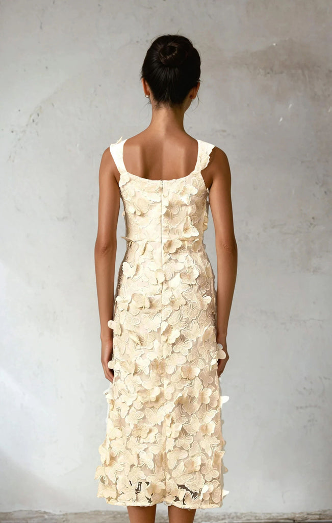 Elegant Applique Midi Dress