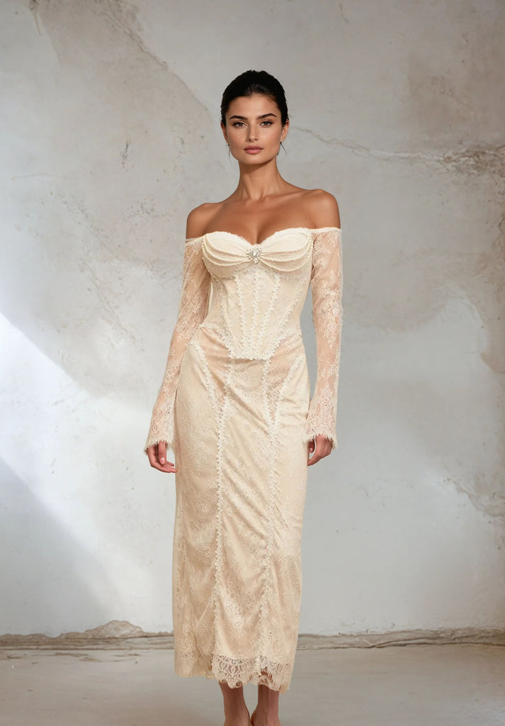 French Style  Hollow Out Lace Dress