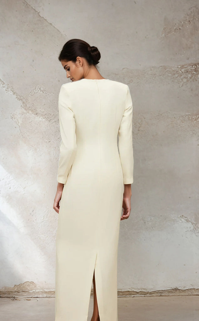 Evening Maxi Dress with Colorful Chain Collar