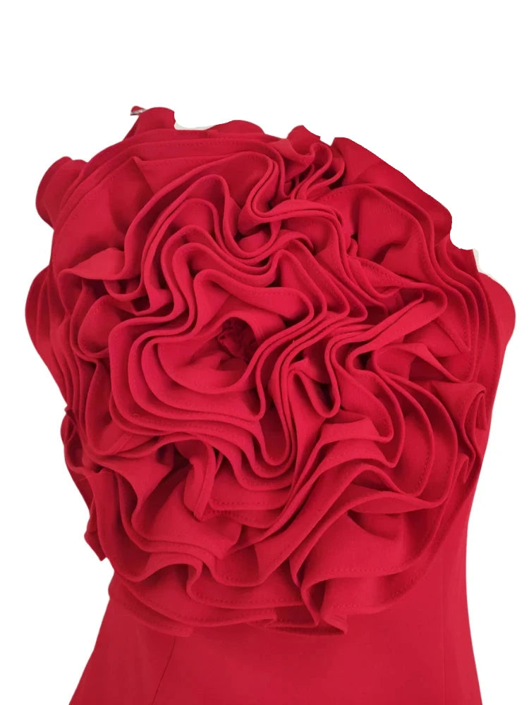 Mini Dress with 3d Big Flower