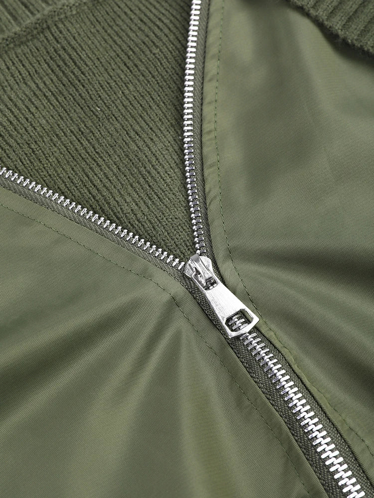 Green Knitting Zipper Jacket