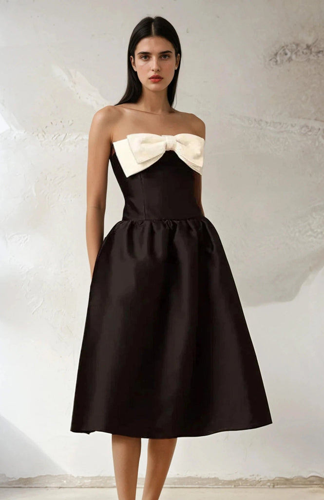 Off Shoulder Bow Midi Dress