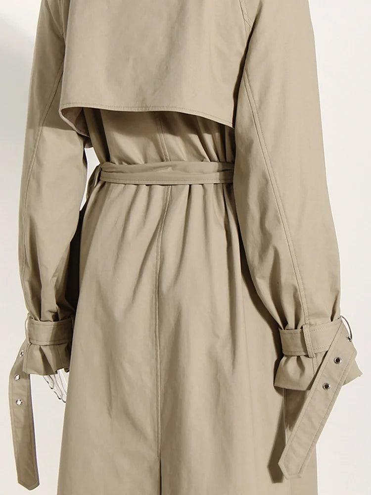 Khaki Pocket Big Size Long Trench Windbreaker