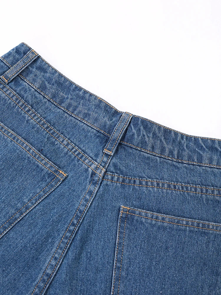 Blue Metal Circle Denim Casual Pants | UNUSUAL