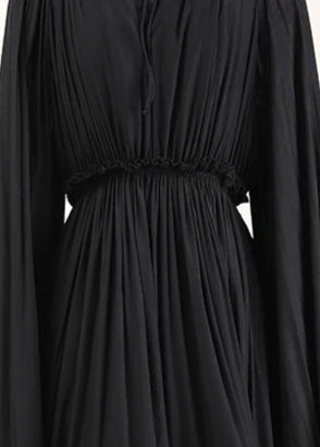 Elegant Ruffles Maxi Dress with Cloak Sleeves