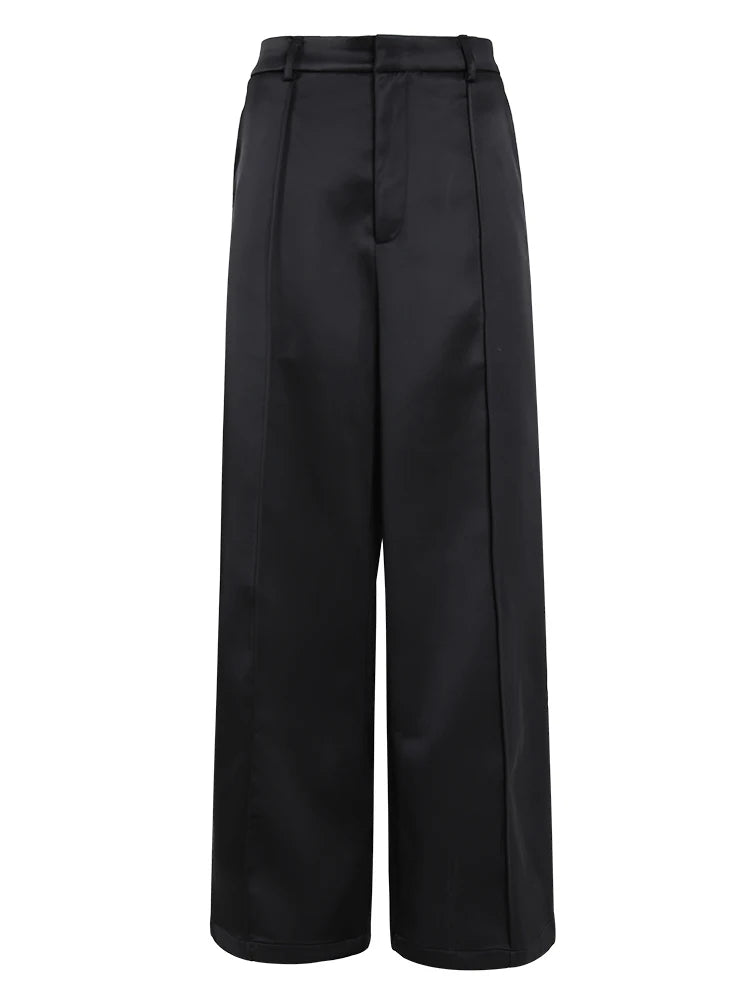 Two Piece Suit  (Big Size Black Blazer with Wide Leg Pants )