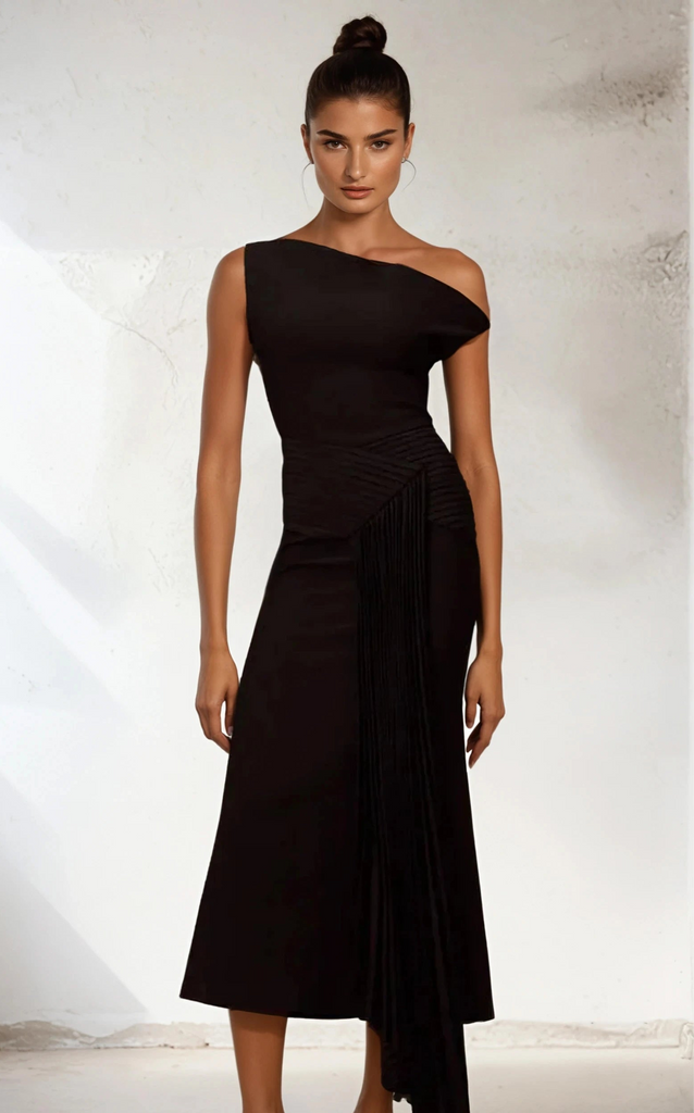 Off Shoulder Slimming Midi Dress