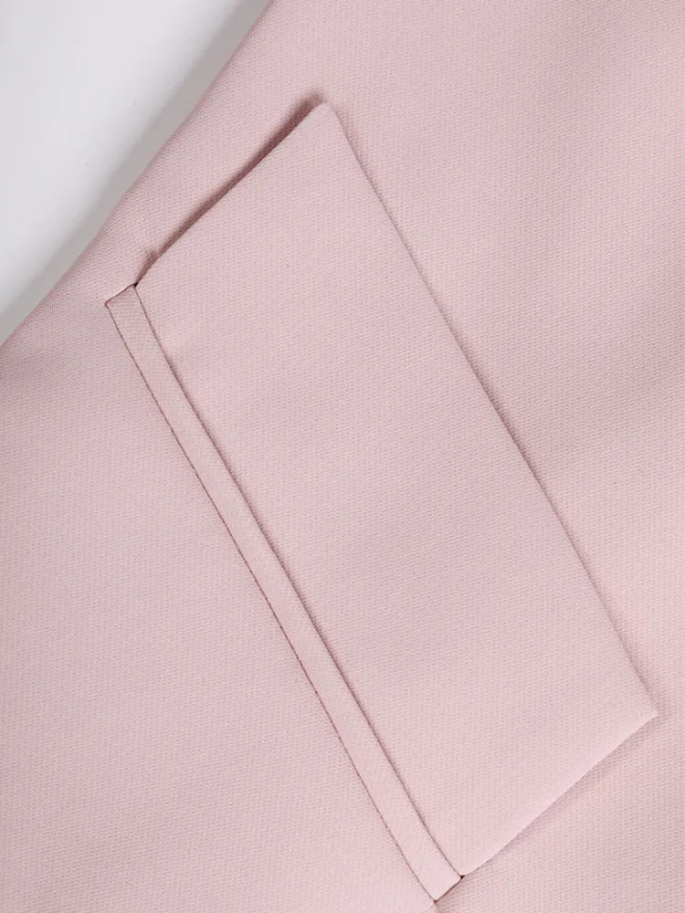 Pink Pleated Holllow Out Blazer