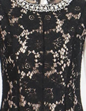 Hollow Out Midi Dress with Diamond Pearl Neck