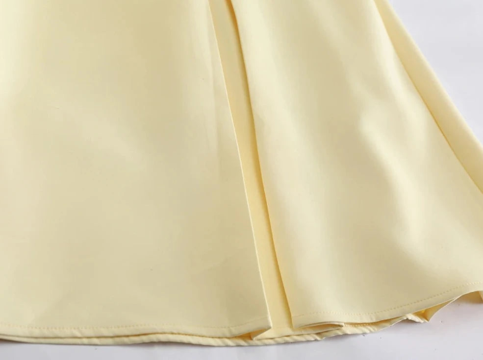 High Waist Yellow Flowered Skirt