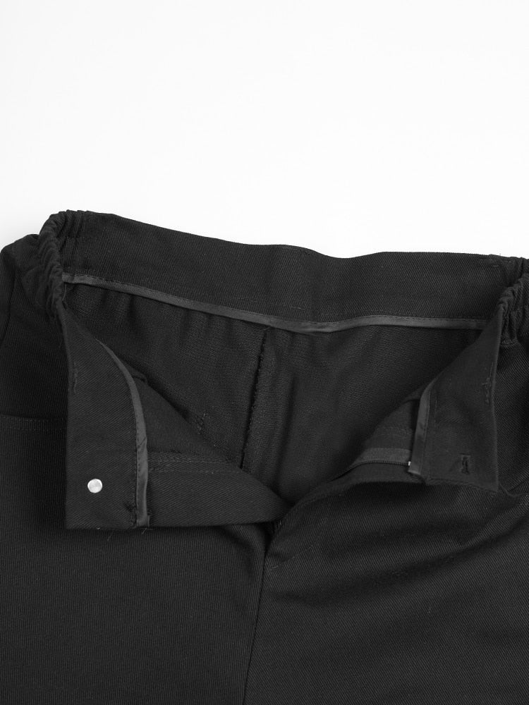 High Waist Black Embroidery Pockets Pants