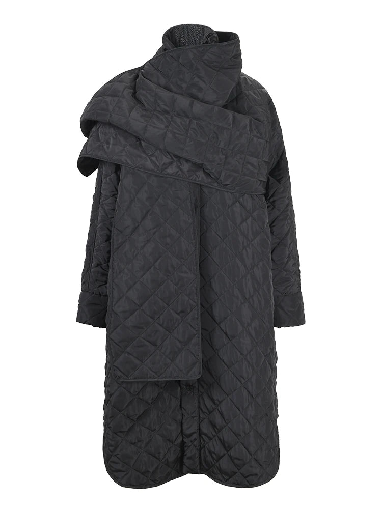 UNUSUAL Cotton-padded Coat with Scarf Collar