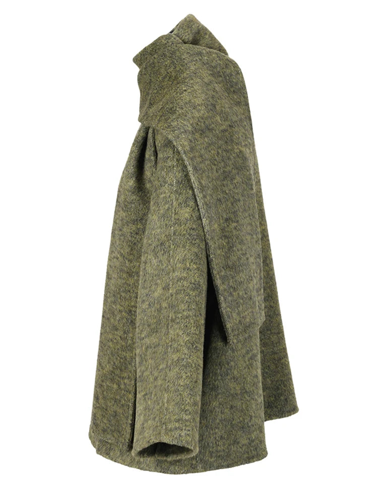 Big Size Scarf Woolen Coat