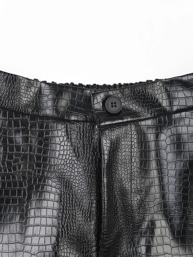 Black Pu Leather Tassels  Skirt