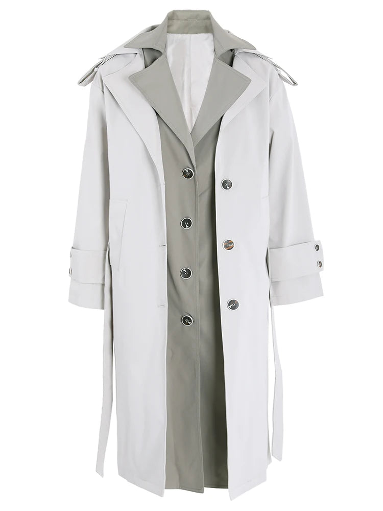 Color-block Fake Double Trench -NEW