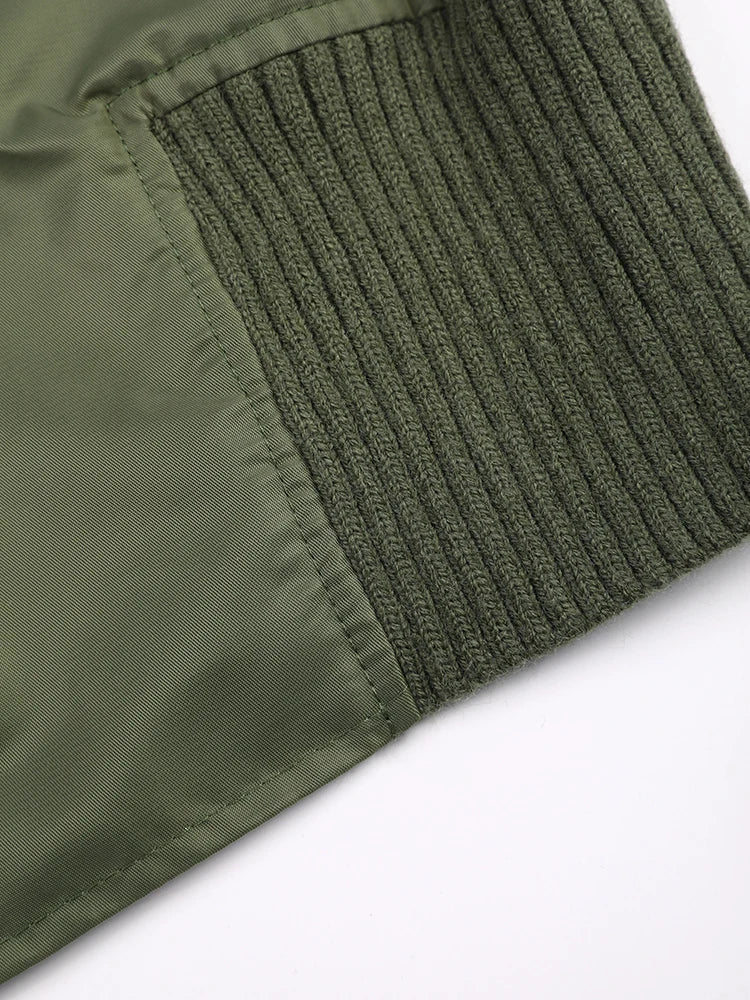 Green Knitting Zipper Jacket