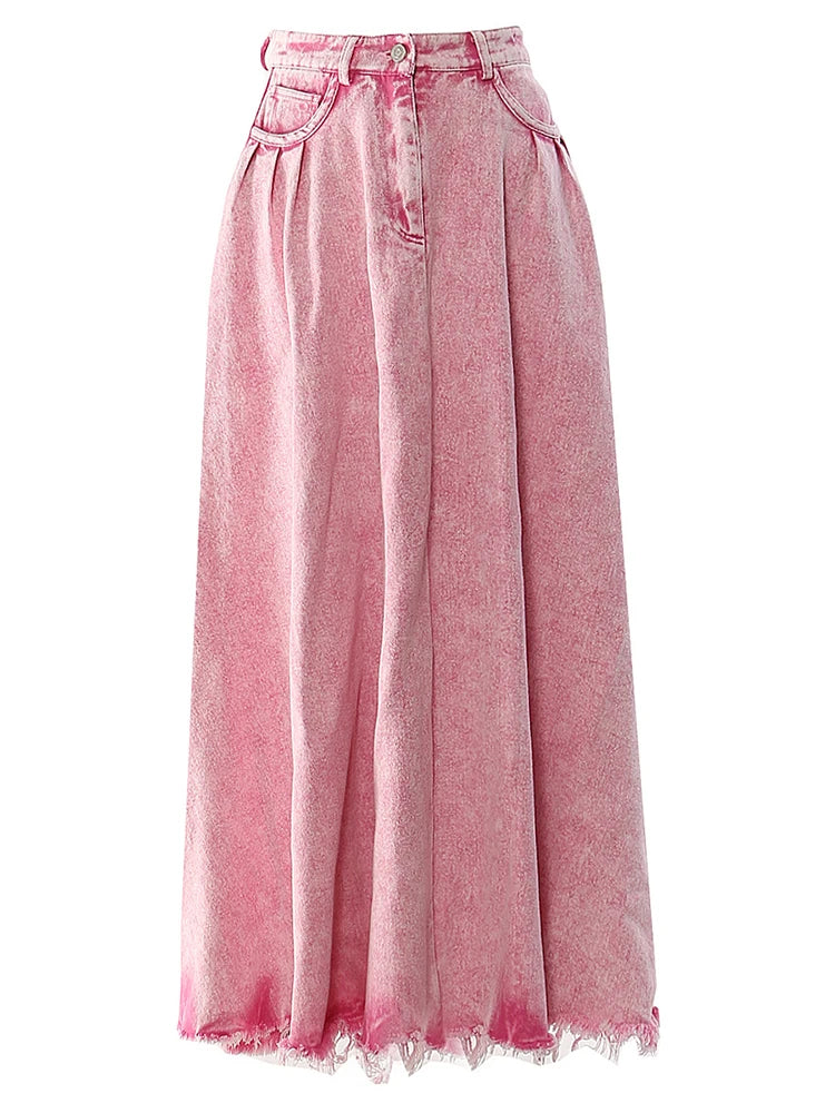 Maxi Rose Denim Skirt