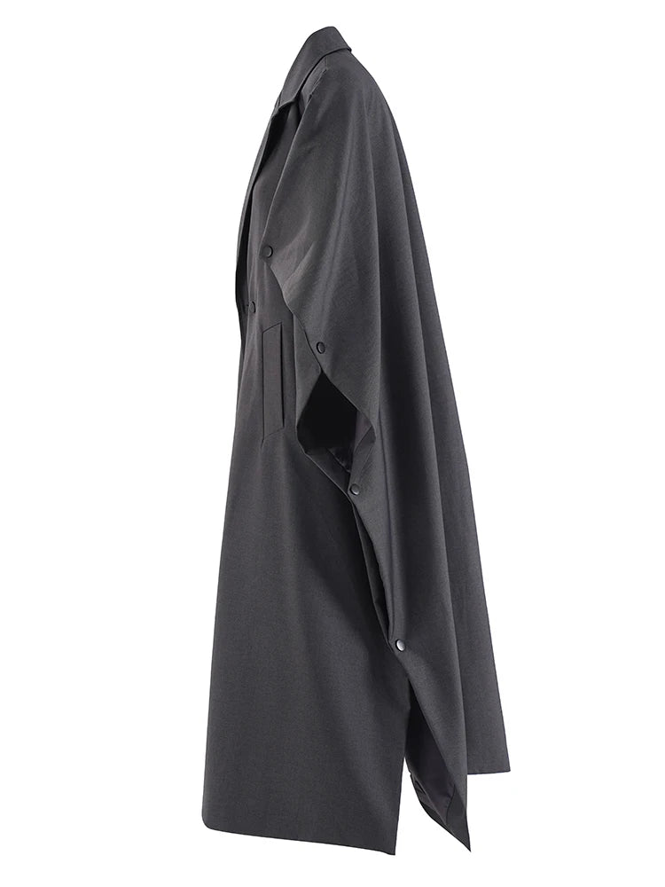 Gray Big Size Cloak Trench