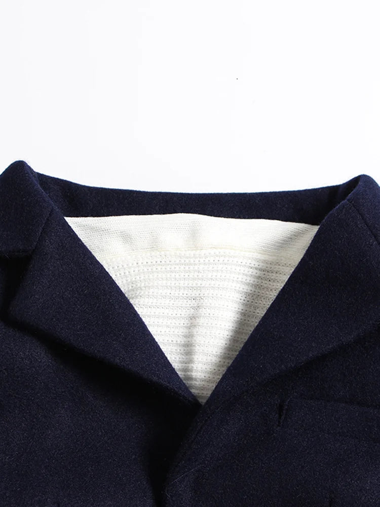 Colorblock Blazer with knitted inside blouse and Scarf Collar