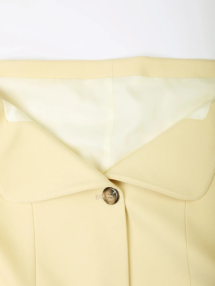 Yellow Blazer with UNUSUAL Off-shoulder Collar