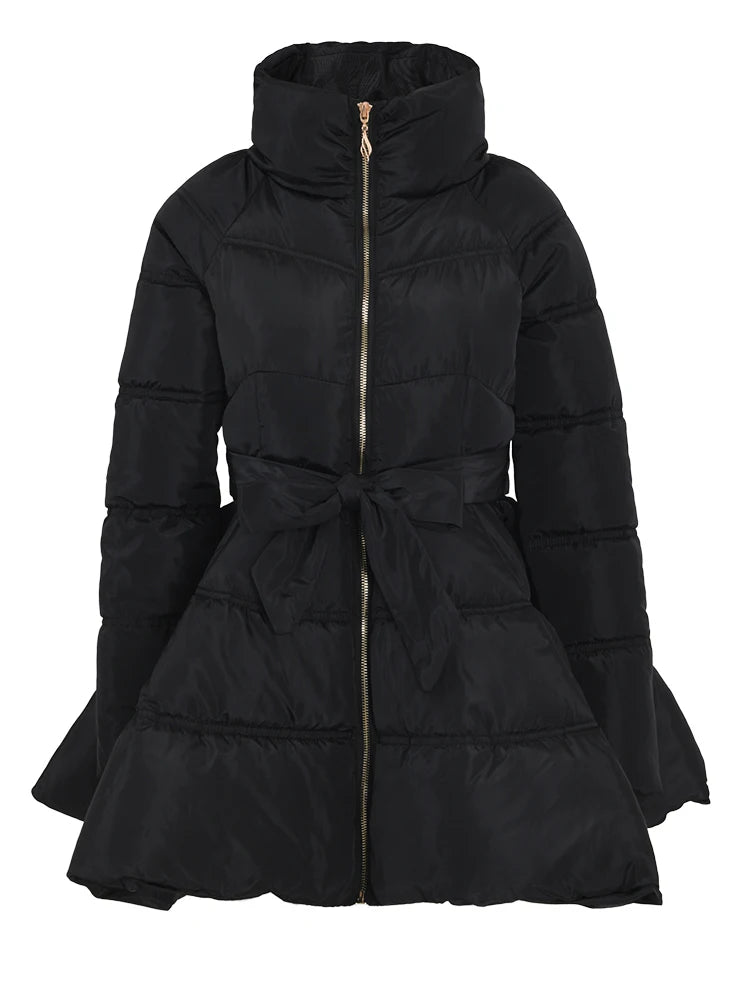 Bow Cotton-padded Coat Dress