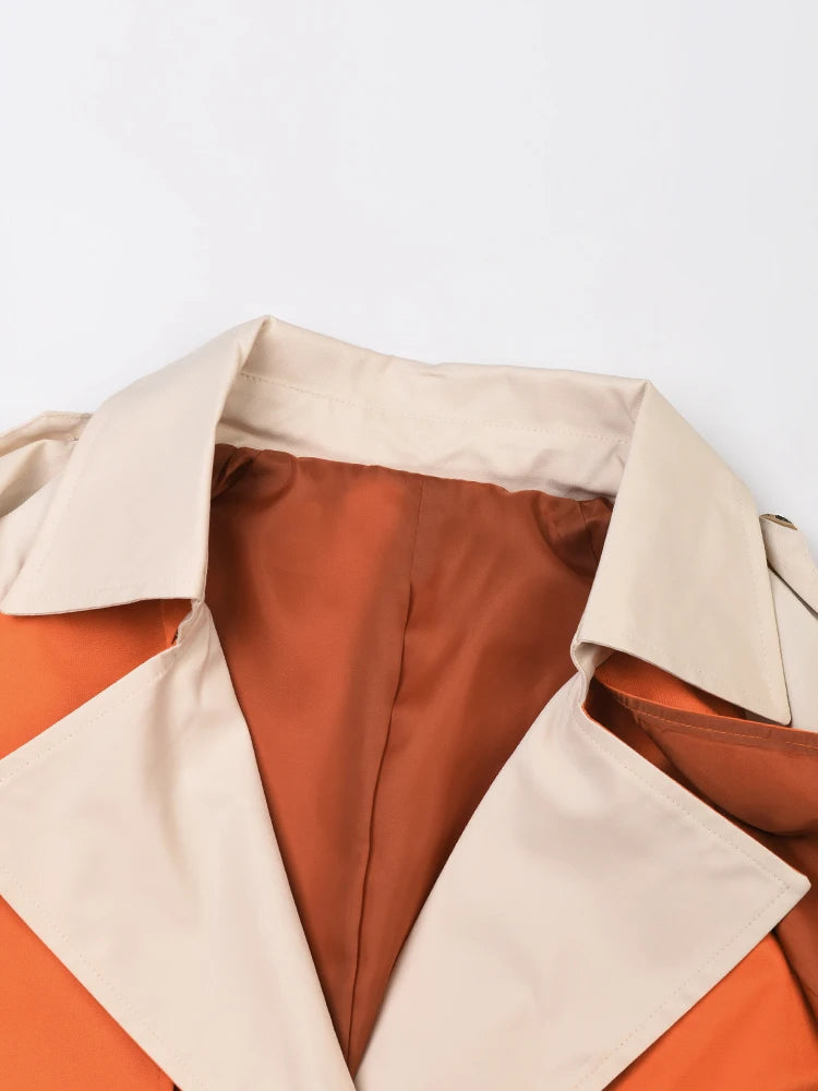 Orange Color-block Belt Trench