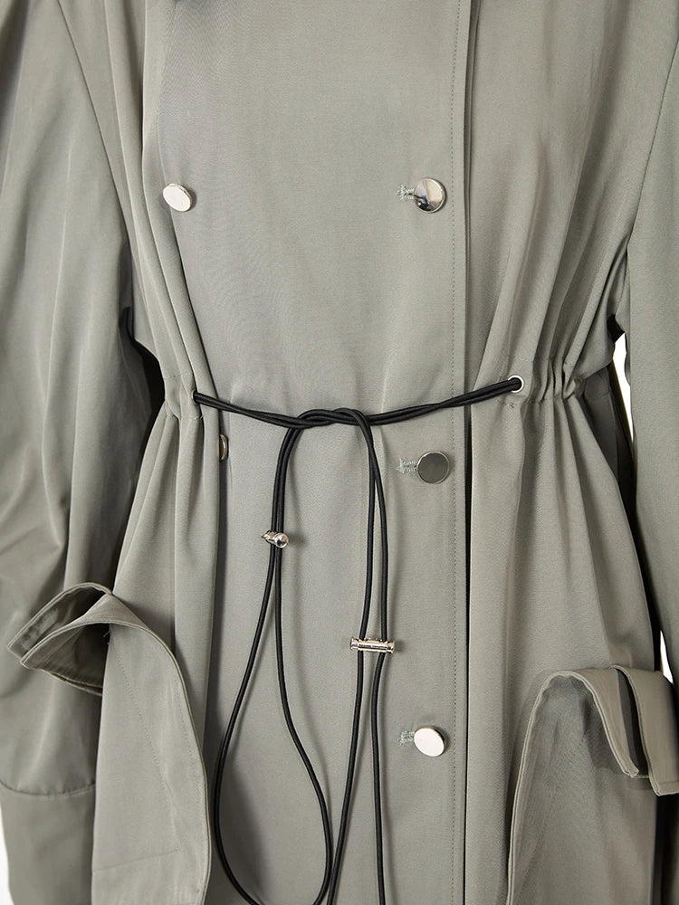 Green Long Trench with UNUSUAL Sleeves- Ready to Ship