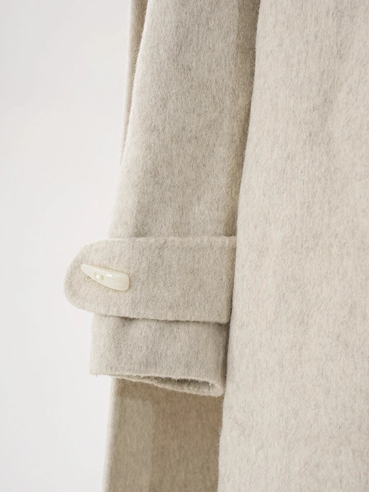 Woolen Coat with Detachable Scarf Collar