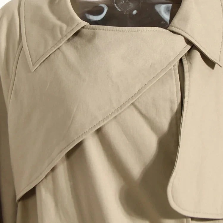 Khaki Pocket Big Size Long Trench Windbreaker