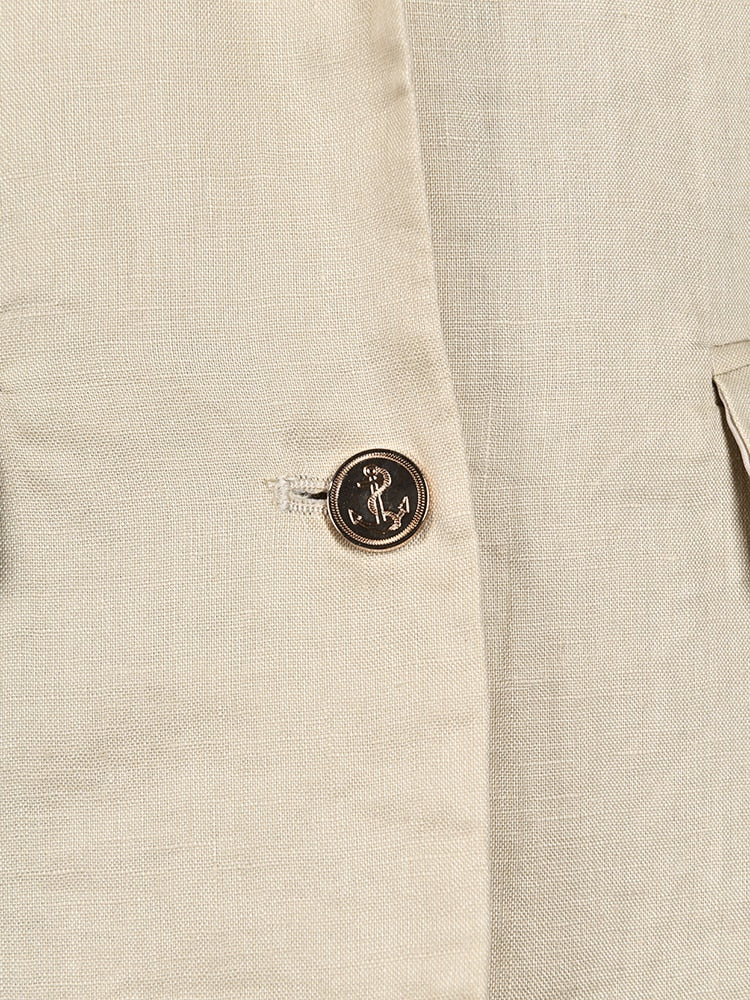 Beige Pleated Long Blazer
