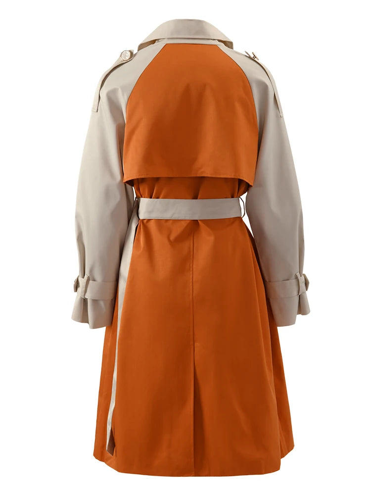 Orange Color-block Belt Trench