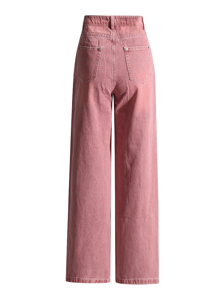 High Waist Pink Patchwork  Pants