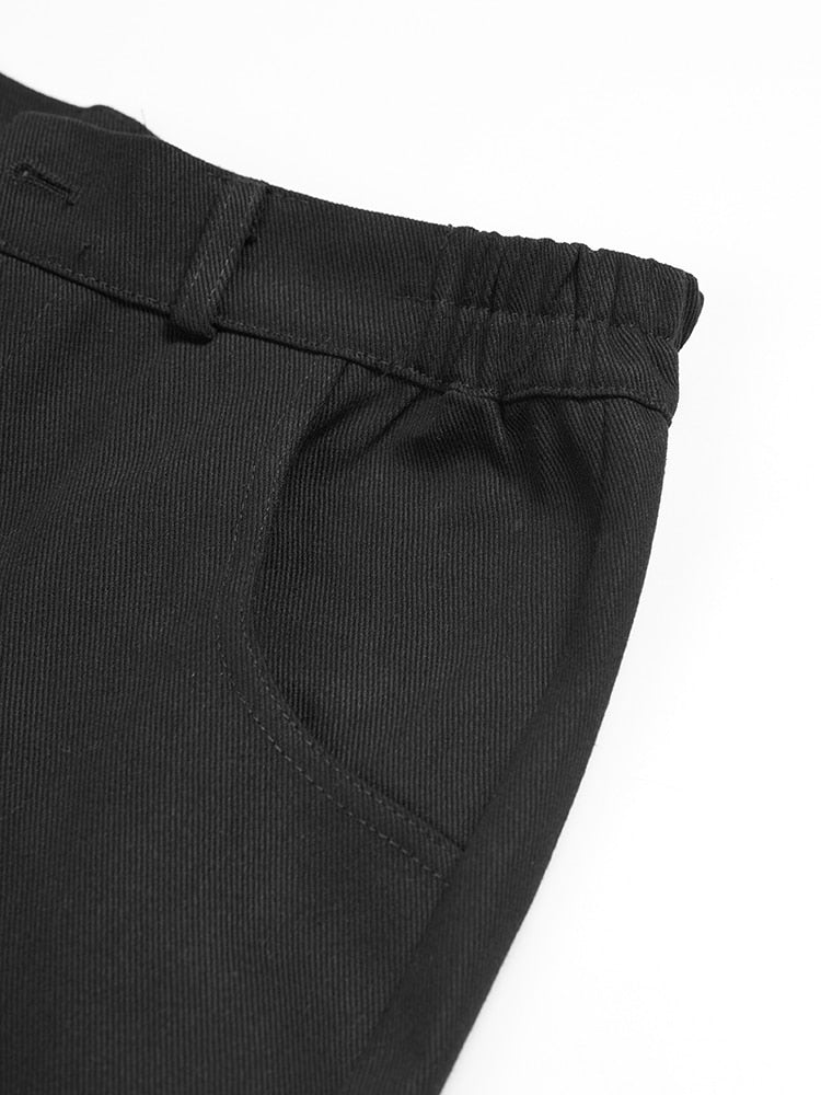 High Waist Black Embroidery Pockets Pants
