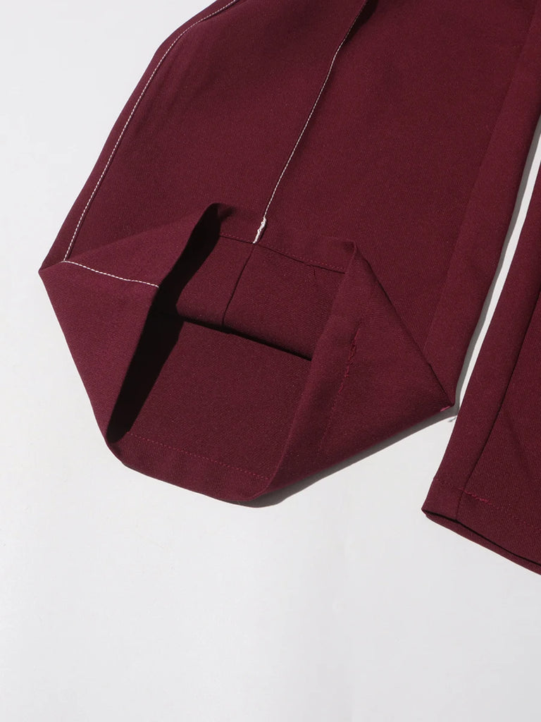 Burgundy Two Piece Set (Belted Blazer with Pants)