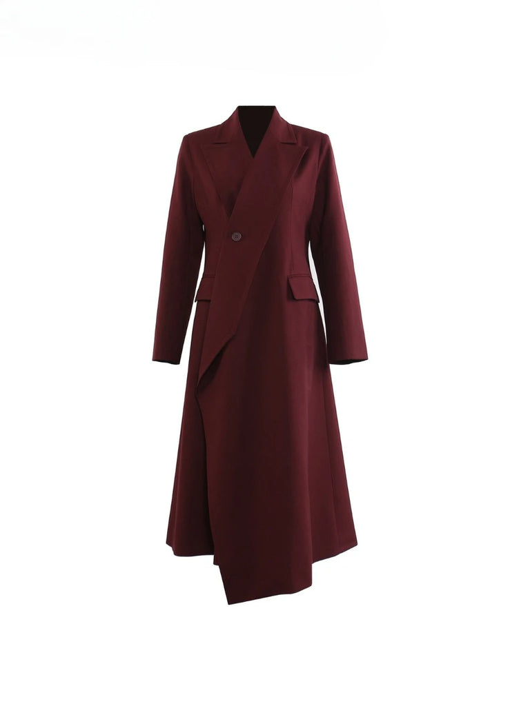 UNUSUAL Burgundy Trench Midi Dress