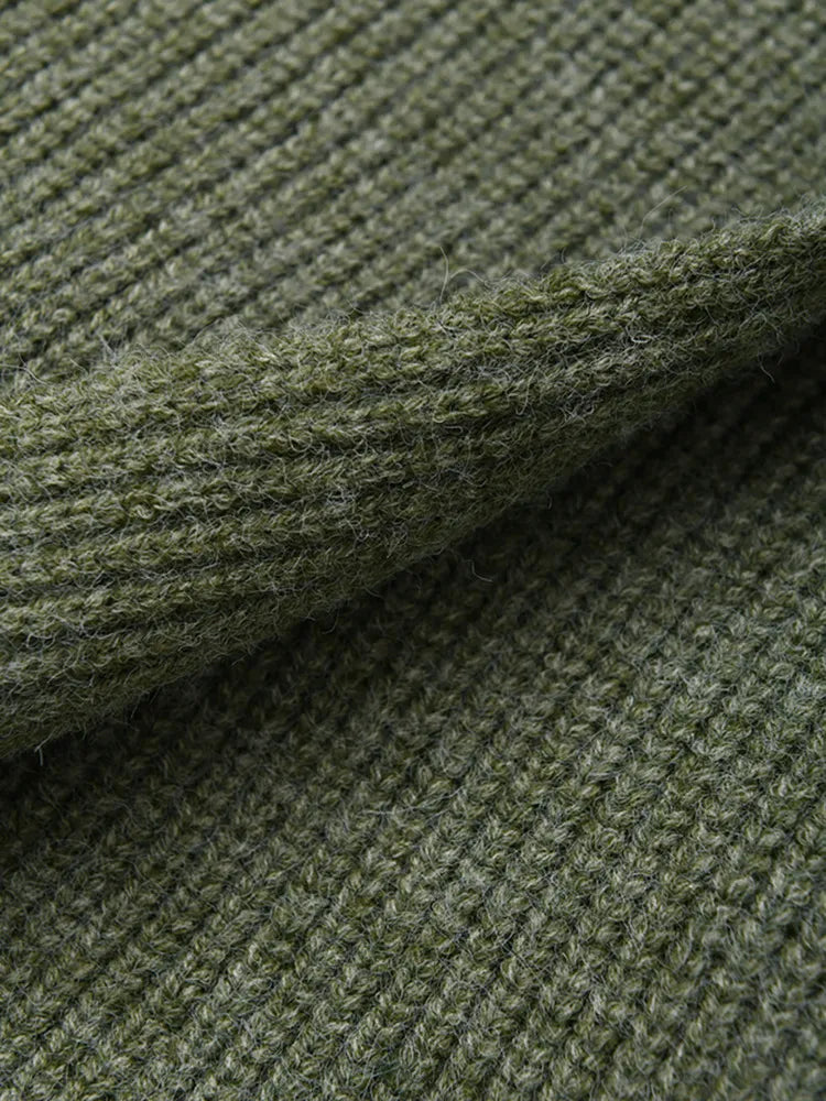 Green Knitting Cardigan Sweater