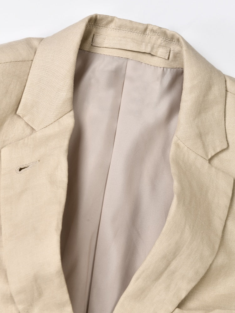 Beige Pleated Long Blazer