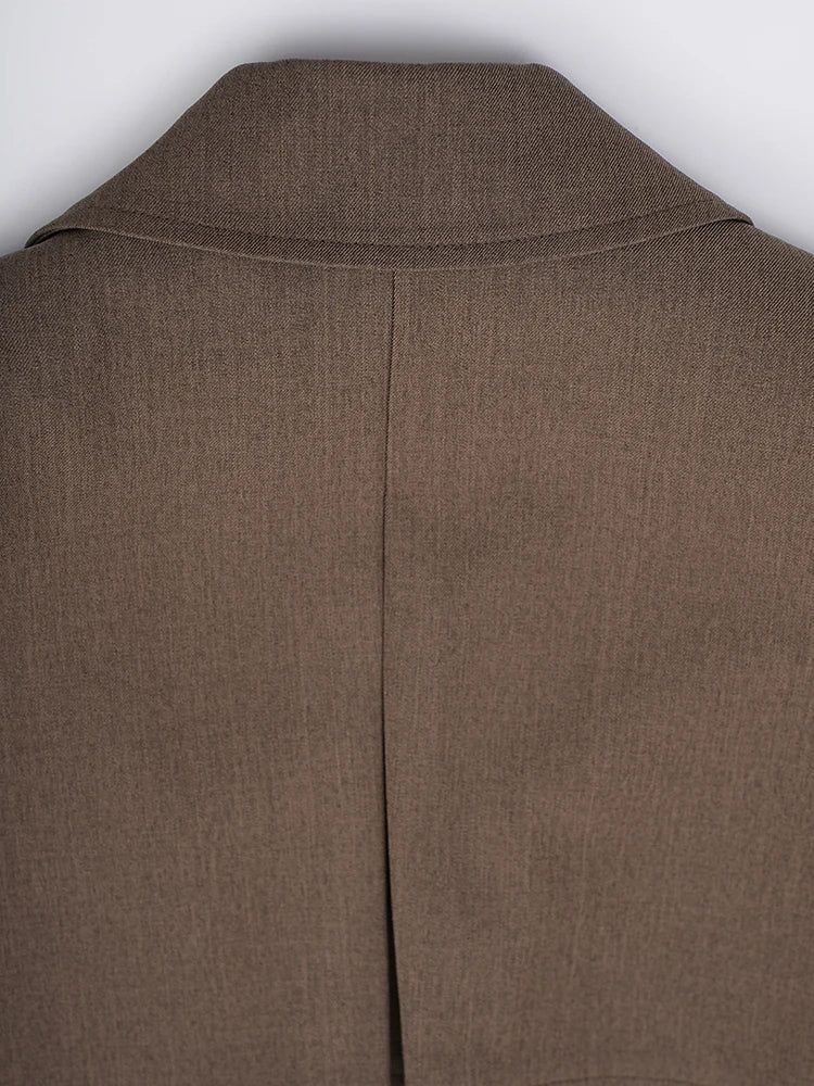 Brown Cross Belted Blazer